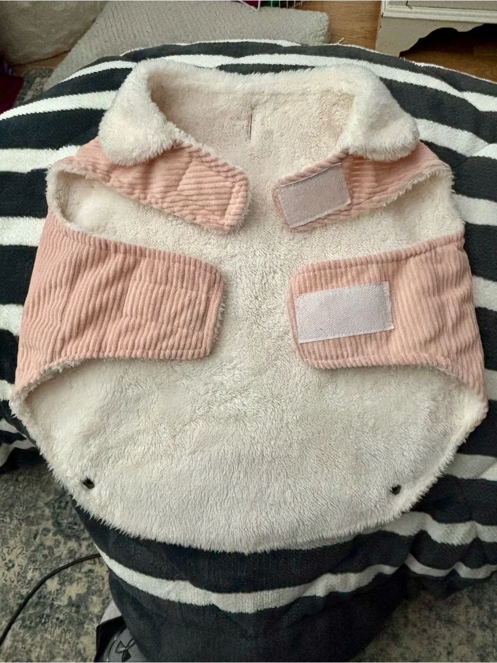 Cozy-Pink Corduroy Dog Coat with Faux Fur Collar